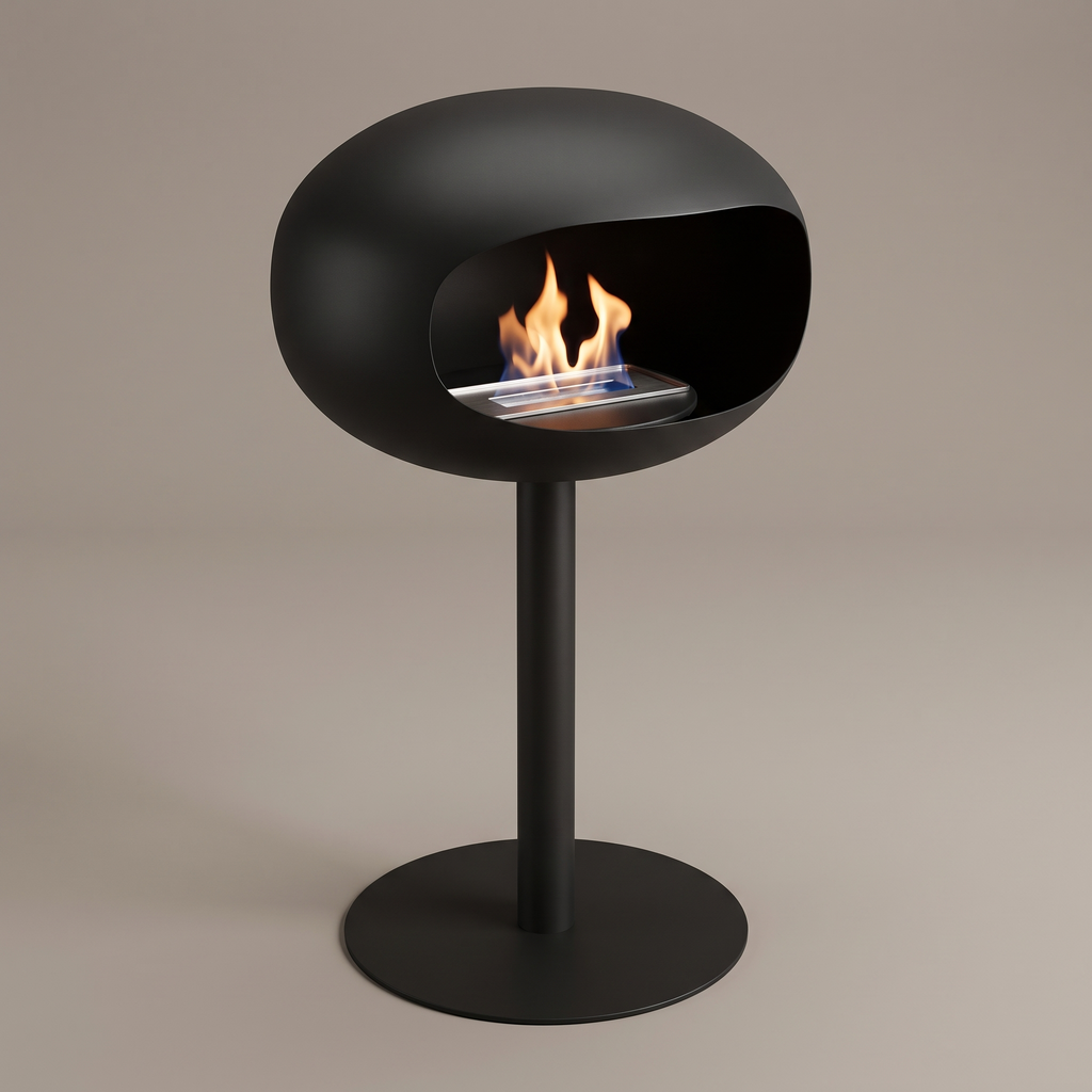Ember Bioethanol Fireplace – Freestanding Black Edition
